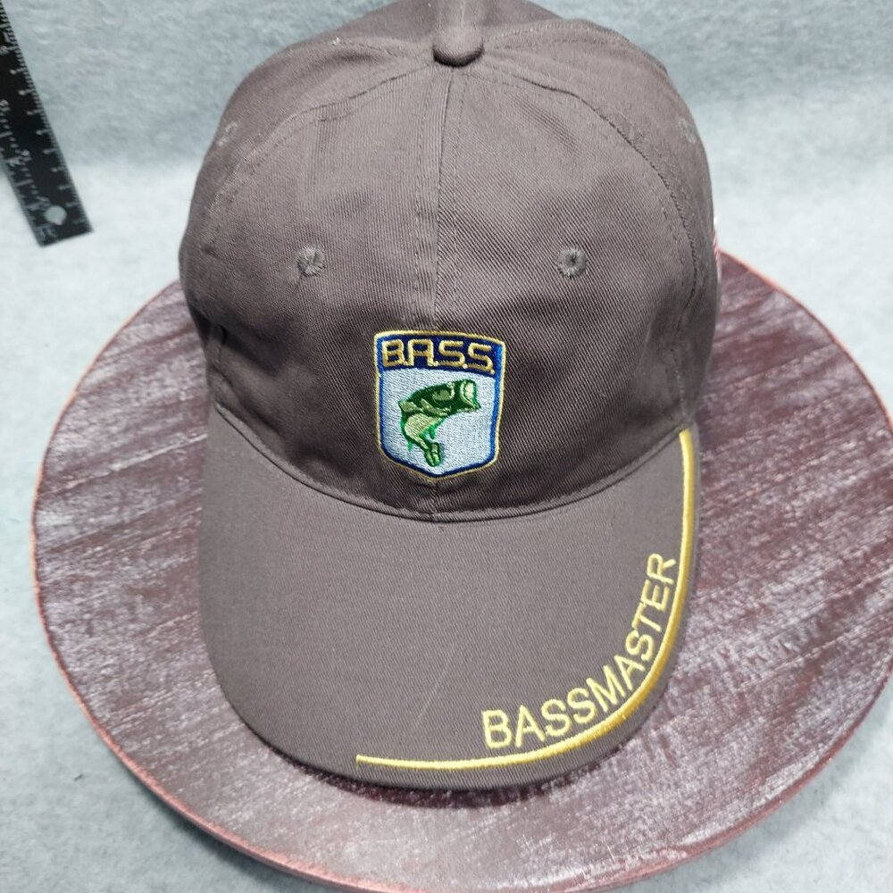 Bassmaster Embroidered Cap With USA Flag Patch Adjustable Strap Gray